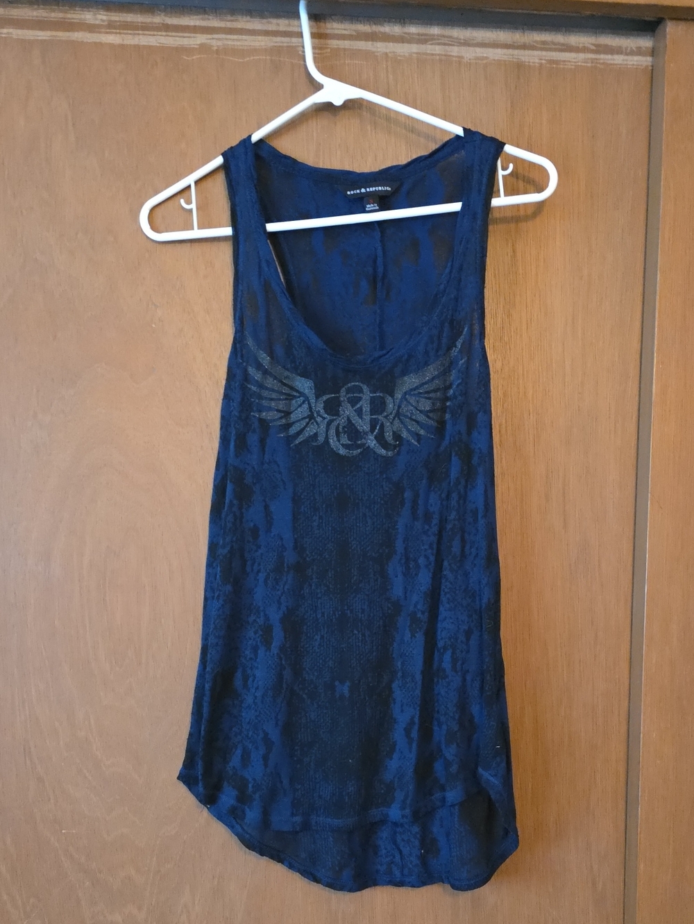 Women's Rock & Republic Navy Wing Emblem Sheer Tank